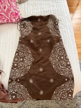 Abercrombie & Fitch Brown Strapless Bandana-Print Dress
